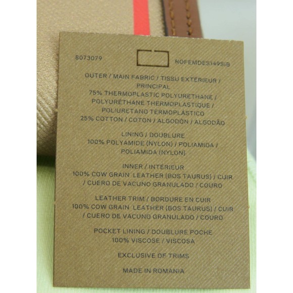 BURBERRY ELLERBY TAN LEATHER ICON STRIPE CANVAS ZIP AROUND CONTINENTAL WALLET - Picture 12 of 13